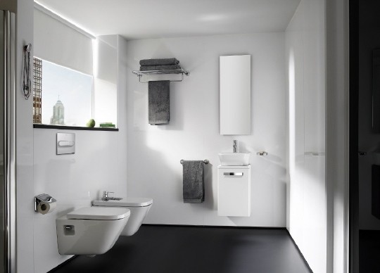 тумба под раковину roca the gap 45 zru9302880 подвесная белая глянцевая