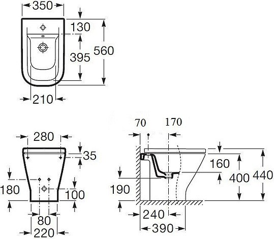 биде напольное roca gap 357474000