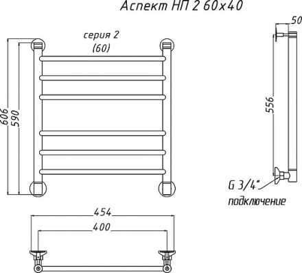 полотенцесушитель водяной тругор лц аспект нп 2 60x40