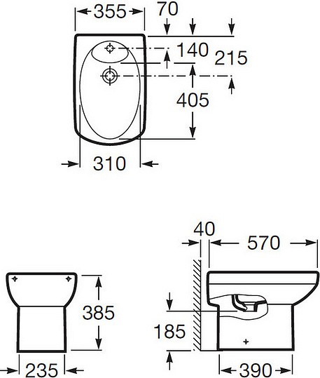 биде напольное roca dama senso 357514000