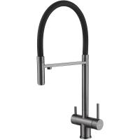 Смеситель для кухни Abber Wasser Kreis AF81141NG с подключением к фильтру, гибким изливом, никель