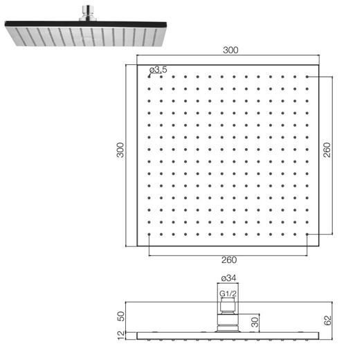 верхний душ fima carlo frattini f2216/2cr, 30х30 см