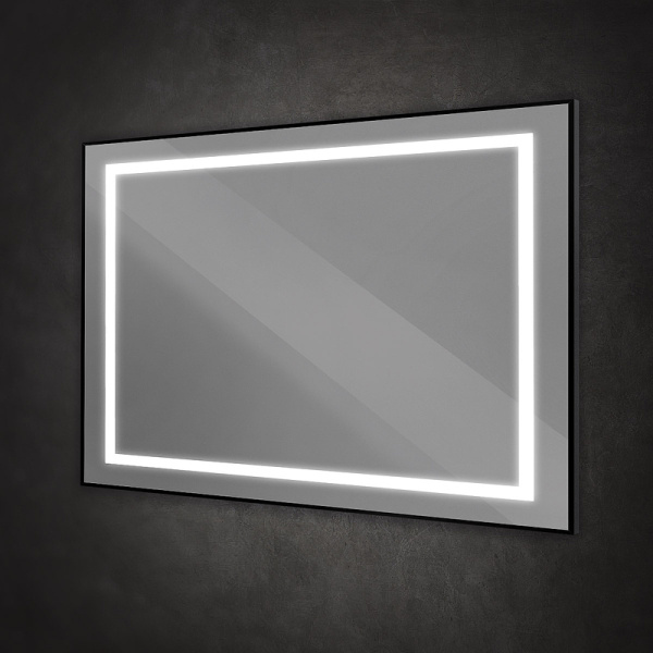 зеркало belbagno kraft 120 spc-kraft-1200-800-sens-nero с подсветкой черное с сенсорным выключателем