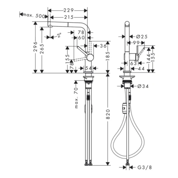 смеситель для кухни hansgrohe talis m54 72845000, хром смеситель для кухни hansgrohe talis m54 72845000, хром