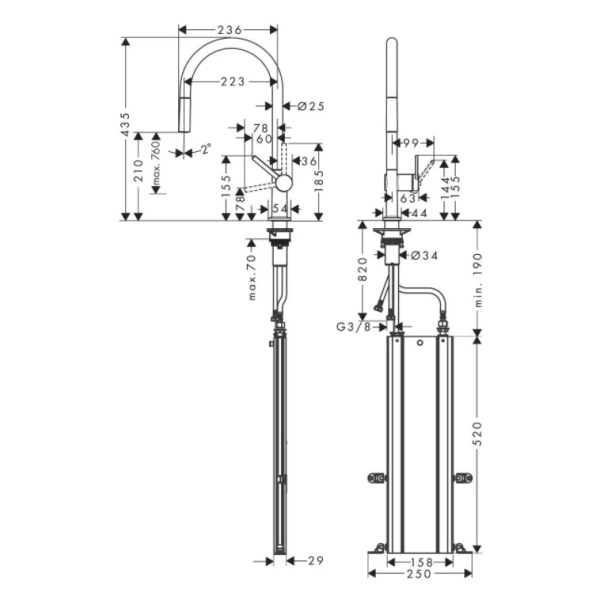 смеситель для кухни hansgrohe talis m54 72803800, сталь смеситель для кухни hansgrohe talis m54 72803800, сталь