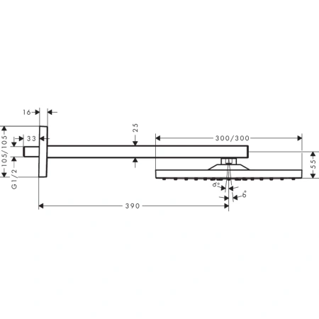 верхний душ hansgrohe raindance e 300 1jet 26238700