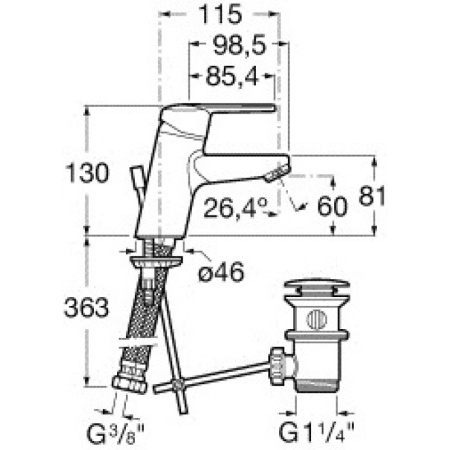 смеситель для раковины с донным клапаном roca victoria 5a3e25c0m
