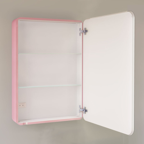 зеркальный шкаф 60x85,5 см розовый иней r jorno pastel pas.03.60/pi
