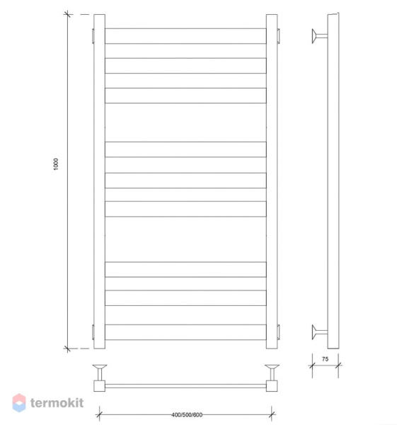 полотенцесушитель электрический 1070x430 тэн правый secado комано 3 4603759401478