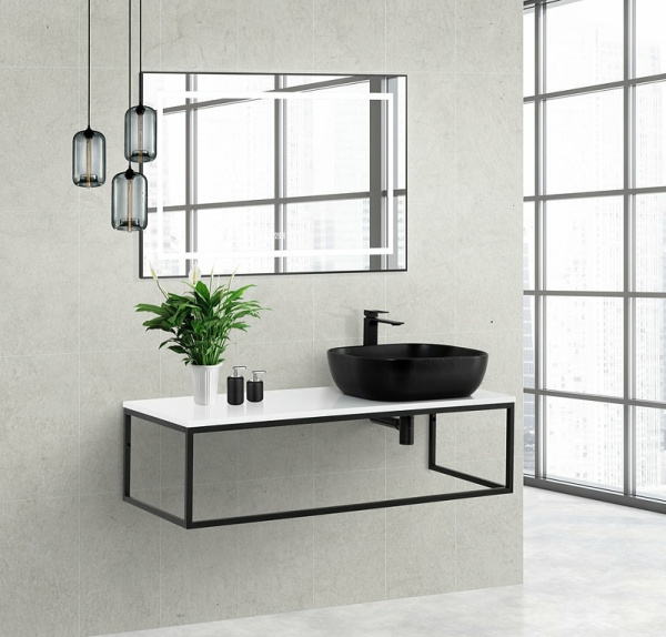 консоль под раковину belbagno etna-kraft 120 ek-120-st подвесная черная матовая