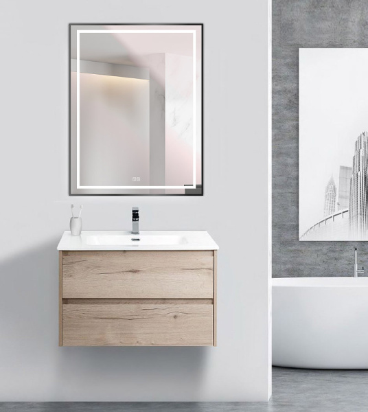 зеркало belbagno kraft 70 spc-kraft-700-900-led-tch-warm-nero с подсветкой черное с сенсорным выключателем и подогревом