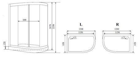 душевая кабина timo lux t-7702l 120х85
