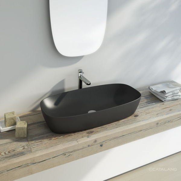 раковина catalano alvea 0622800022 накладная, без отв., 80x40 см, черный матовый