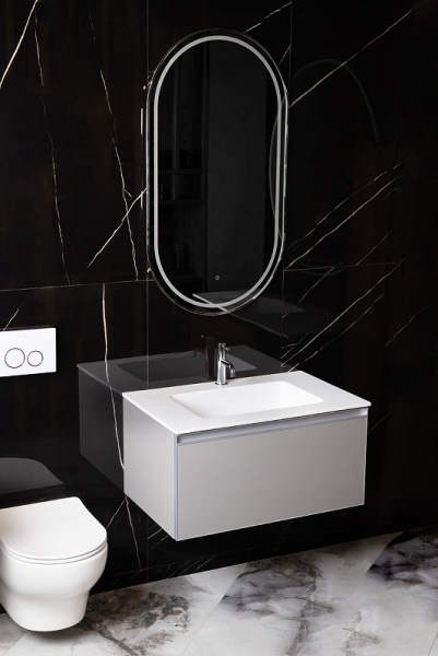 зеркало boheme modern 60x110 568-gm с подсветкой оружейная сталь с сенсорным выключателем и подогревом