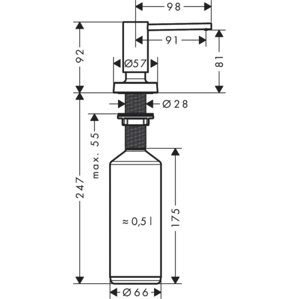 дозатор 500 мл hansgrohe a51 40448800