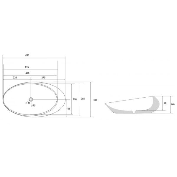 раковина 49x31 см abber bequem ac2107bs, цвет черный матовый/ серебро