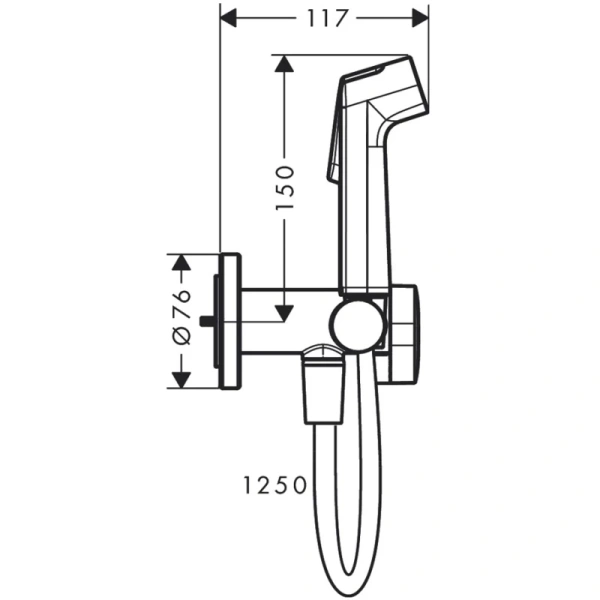 гигиенический душ hansgrohe bidette 1jet s 29232140 со смесителем, бронза