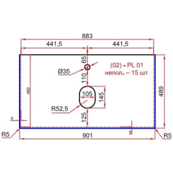 столешница 90,1 см gray structural la fenice granite fnc-03-pl01-90