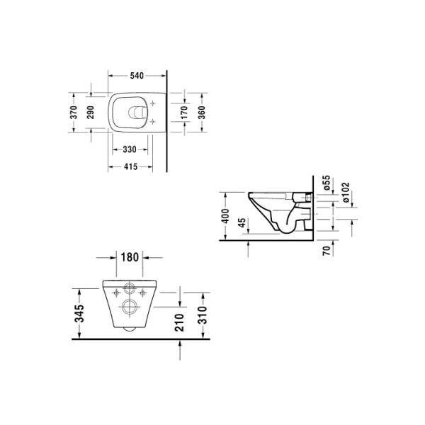 унитаз duravit durastyle 25510900001 подвесной, безободковый, с покрытием wondergliss, с креплением, 54х37 см, белый