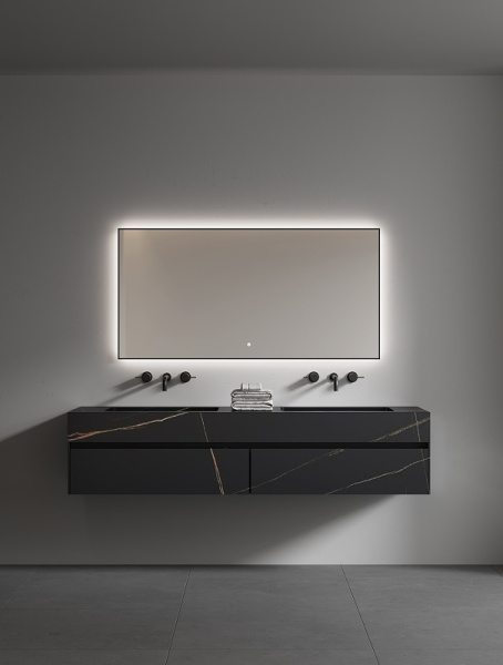зеркало boheme modern 140x70 543-140-gm с подсветкой оружейная сталь с сенсорным выключателем и подогревом