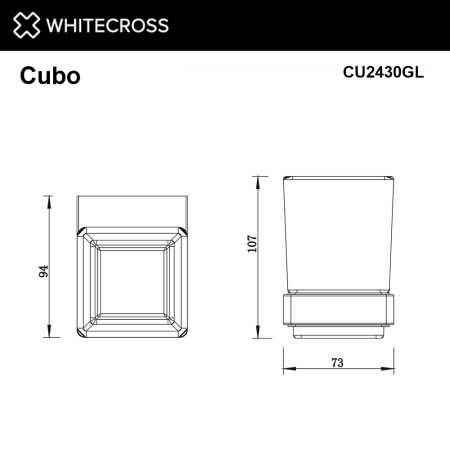 стакан whitecross cubo cu2430gl для щеток, подвесной, стеклянный, золото
