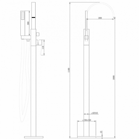 смеситель напольный для ванны abber wasserfall af8615g золотой матовый