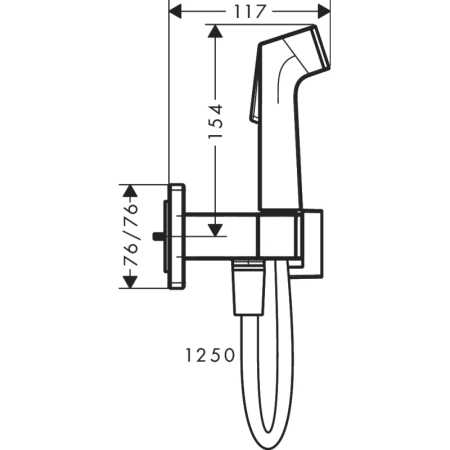 гигиенический душ hansgrohe bidette 1jet e 29233670 со смесителем, черный матовый