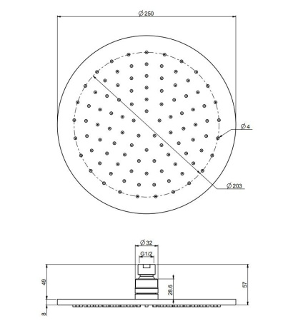 верхний душ fima carlo frattini f2621/2cr, ø25 см, цвет хром