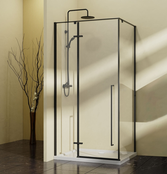 душевой уголок vincea slim-n 90×90 vsr-5sn9090clb профиль черный, стекло прозрачное