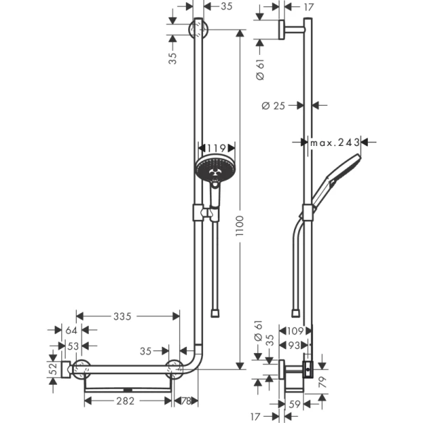 душевой гарнитур hansgrohe raindance select s 120 3jet right 26326000