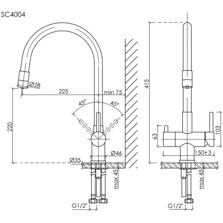 смеситель для кухни sancos lucia sc4004ch хром серый