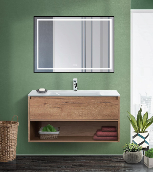 зеркало belbagno kraft 100 spc-kraft-1000-800-led-tch-warm-nero с подсветкой черное с сенсорным выключателем и подогревом