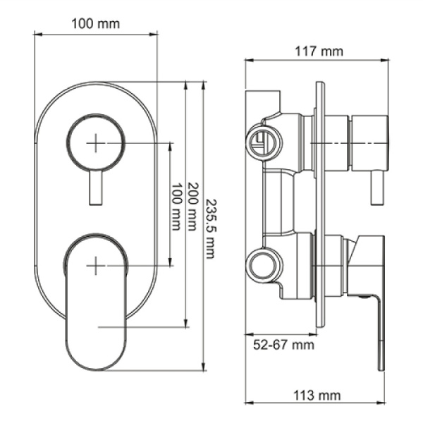 смеситель для душа, wasserkraft dinkel 5871 цвет хром