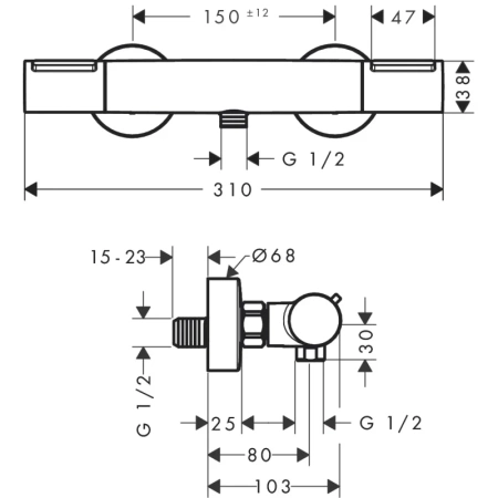 термостат для душа hansgrohe ecostat element 13346670