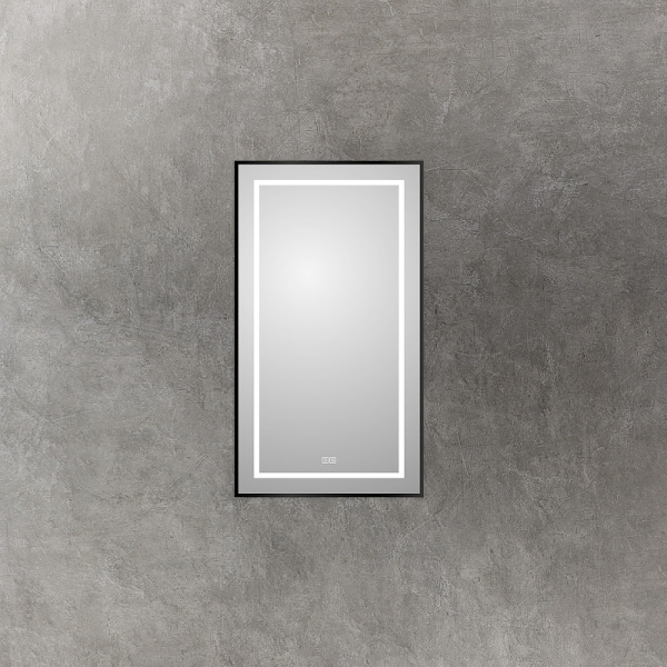 зеркало belbagno kraft 50 spc-kraft-500-900-led-tch-warm-nero с подсветкой черное с сенсорным выключателем и подогревом