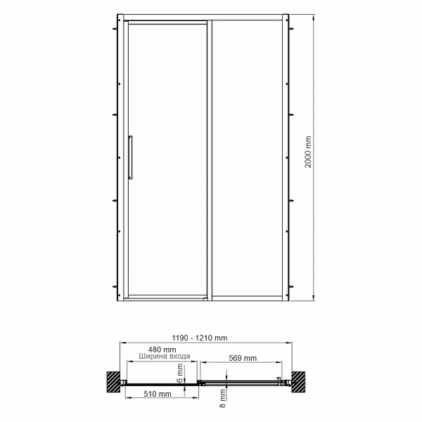 душевая дверь wasserkraft lopau 120 32s05r профиль цвет хром стекло прозрачное