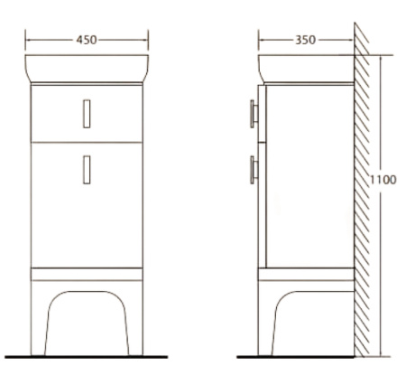 тумба-комод belbagno prado 45 prado-1100-ac-pc-nl nero laccato lucido