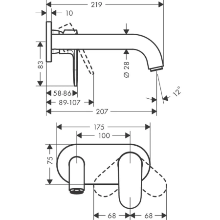 смеситель для раковины без донного клапана hansgrohe vernis blend 71576670