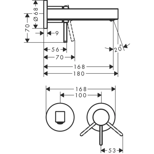 смеситель для раковины с выпуском hansgrohe finoris 76051670