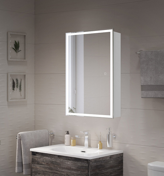 зеркальный шкаф belbagno 50 spc-grt-500/800-1a-led-tch с подсветкой белый