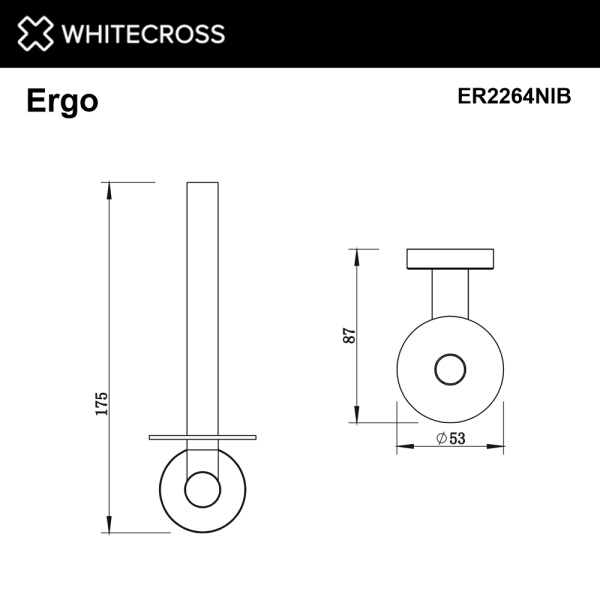 Держатель туалетной бумаги Whitecross Ergo ER2264NIB запасного рулона, брашированный никель
