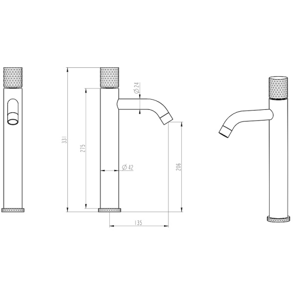 смеситель для раковины boheme stick 122-bb.2 черный матовый