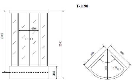 душевая кабина timo standart t-6690bf 90х90