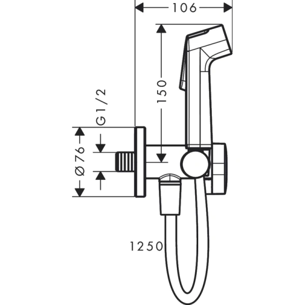 гигиенический набор hansgrohe bidette 1jet s 29230700