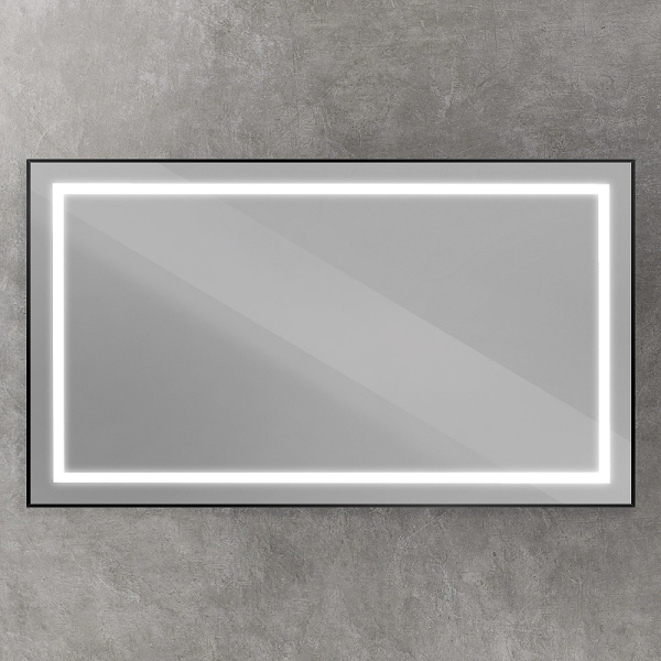 зеркало belbagno kraft 140 spc-kraft-1400-800-sens-nero с подсветкой черное с сенсорным выключателем