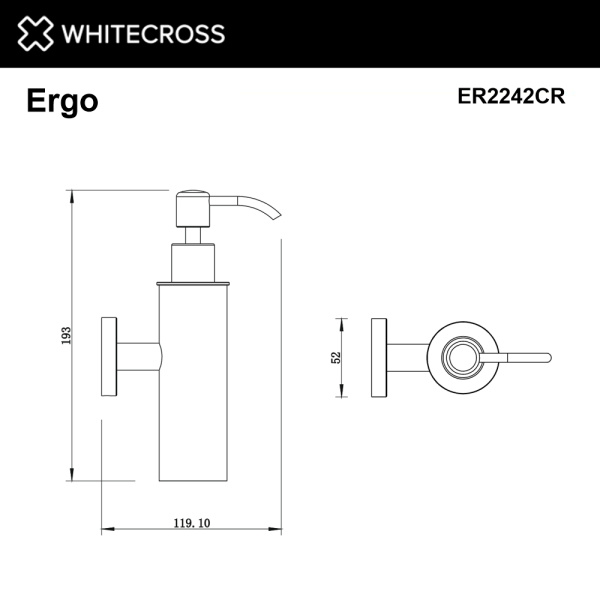 Дозатор для жидкого мыла Whitecross Ergo ER2242CR настенный, хром
