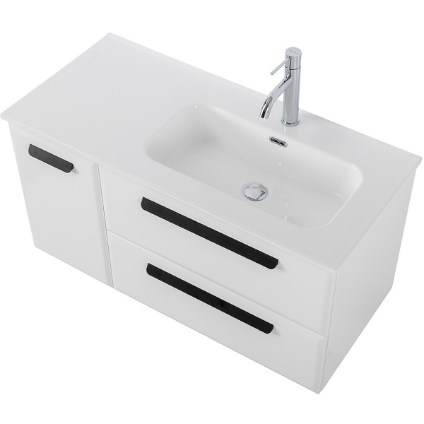 тумба под раковину cezares eco-cer-n 100 r eco-cer-n-1000-2c-1a-so-bl-r подвесная bianco lucido без ручек
