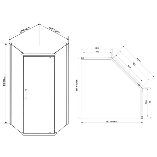душевой уголок vincea stresa 90×90 vsp-1s900clg профиль брашированное золото, стекло прозрачное