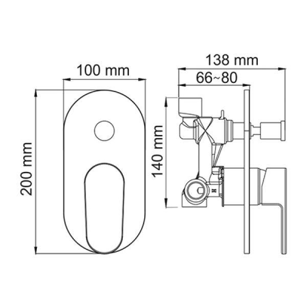 смеситель для душа, wasserkraft donau 5361 цвет хром