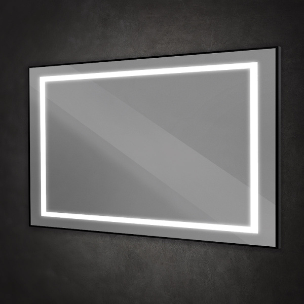 зеркало belbagno kraft 140 spc-kraft-1400-800-sens-nero с подсветкой черное с сенсорным выключателем